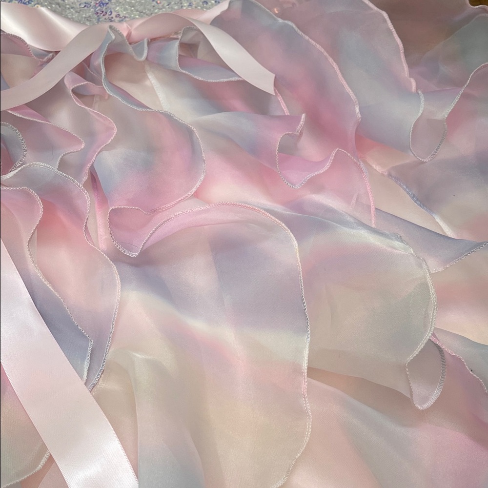 Rare Editions Sequin and Ruffle Dress - Pink and White - Picture 2 of 4